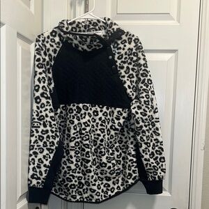 LINCOLN Black and White Animal Print Teddy Jacket